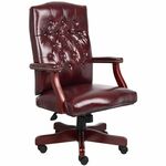 Boss Classic Caressoft Vinyl Chair - Wood Frame Material - Oxblood - 1 Each BOP905BY