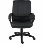 Boss Caressoftplus Vinyl Executive Mid Back Chair - Mid Back - 5-star Base - Black - Fabric - Armrest - 1 Each BOP7906