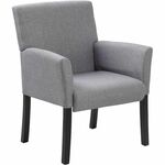 Boss Box Arm Guest, Accent or Dining Chair W/Black Base - Gray - Linen, Fabric - Armrest - 1 Each BOP659MG