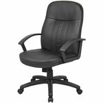 Boss Executive Leather Budget Chair - 5-star Base - Black - Leather, Polyurethane, Fabric - Armrest - 1 Each BOP8106