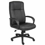 Boss Caressoftplus Vinyl Executive High Back Chair - High Back - 5-star Base - Black - Fabric - Armrest - 1 Each BOP7901
