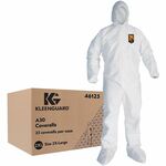 Ansell Health KleenGuard A30 Protection Coveralls - Recommended for: Pharmaceutical, Maintenance - 2XL - Splash, Dry Particle, Light Splash, Particulate, Liquid Protection - Zipper Closure - SMS - White - Zipper Front, Breathable, Comfortable, Attached Bo ANS46125
