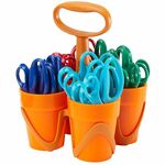 Fiskars Classpack Scissors Caddy with Pointed-Tip Kids Scissors - Child - 5" Cutting Length - Left/Right Safety Edge Blade - Pointed Tip - Assorted - 24 / Pack FSK1071263