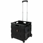 Business Source Stow-and-Go Mobile Storage Crate - Telescopic Handle - 60 lb Load Capacity - 12.72 gal Volume Capacity - 2 Casters - 18.25" Width x 15" Depth x 39.37" Height - Black BSN14111