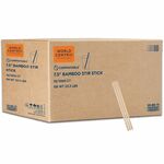 World Centric Compostable Bamboo Stir Sticks - 7.5" Length - Bamboo - Natural - 10000 / Carton WORSRBB75