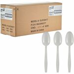 Genuine Joe Heavy-Weight Polypropylene Cutlery - Spoon - Spoon - Food, Cafeteria - Disposable - Polypropylene - White - 1 Carton GJO30417