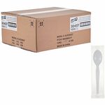 Genuine Joe Disposable Polystyrene Cutlery - Spoon - Spoon - Food, Cafeteria, Breakroom - Disposable - Polystyrene - White - 1 Carton GJO30437