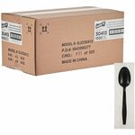 Genuine Joe Heavy-Weight Polypropylene Cutlery - Soup Spoon - Soup Spoon - Food, Cafeteria - Disposable - Polypropylene - Black - 1 Carton GJO30413