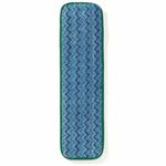 Rubbermaid Commercial Hygen 18" Microfiber Wet Pad - 5.5" Width x 20.5" Length - Scrubber Strip, Launderable, Absorbent, Durable - MicroFiber, Polyester, Polypropylene - Blue, Green - 2.40 oz - 1 Each RCPQ410GRN