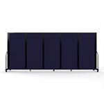 Screenflex Portable Partitions Full Motion Room Dividers - 5 Panels - 14.1 ft Width x 72" Height - Steel Frame - Fabric, Polyester - Navy - 1 Each SCXFSH605BDV