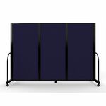 Screenflex Portable Partitions Full Motion Room Dividers - 3 Panels - 103" Width x 72" Height - Steel Frame - Fabric, Polyester - Navy - 1 Each SCXFSH603BDV