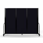 Screenflex Portable Partitions Full Motion Room Dividers - 3 Panels - 103" Width x 82" Height - Steel Frame - Fabric, Polyester - Black - 1 Each SCXFSH6103BDX