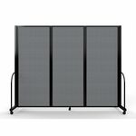 Screenflex Portable Partitions Full Motion Room Dividers - 3 Panels - 103" Width x 82" Height - Steel Frame - Fabric, Polyester - Gray - 1 Each SCXFSH6103BDG