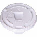 Genuine Joe Plastic Lids with Reclosable Slot - Plastic - White - 100 Lids/Pack - 10 / Carton GJO222064