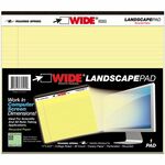 Roaring Spring Wide Landscape Canary Writing Pads - 40 Sheets - 80 Pages - Stapled/Tapebound - Both Side Ruling Surface - College Ruled Front Ruling - 0.28" Ruled - Red Margin - 20 lb Basis Weight - Legal - 11" x 9 1/2" Sheet Size - Canary Paper - Canary  ROA74501CT