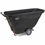 Royal Basket Trucks Tilt Trucks - 0.50yd³ Volume Capacity - Polyethylene, Plastic - 68" Length x 29" Width x 30" Depth x 36" Height - Steel Frame - Black - 1 Each RBTR05RGXTUT4R1