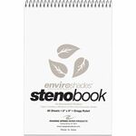 Roaring Spring Enviroshades Gregg-Ruled Steno Book - 80 Sheets - 160 Pages - Spiral Bound - Gregg Ruled Margin - 15 lb Basis Weight - 6" x 9" Sheet Size - 6" Width x 9" Depth - Gray Paper - Gray Board Cover - Smooth, Snag Proof, WireLock, Heavy Duty Cover ROA12274CT