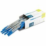 Business Source Ballpoint Stick Pens - Medium Pen Point - Blue Ink - Tungsten Carbide, Brass Tip - Writing - 8 / Carton BSN37532CT