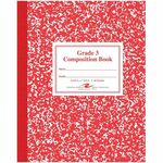 Roaring Spring First-grade Composition Books - 50 Sheets - 100 Pages - Sewn/Tapebound - Both Side Ruling Surface - Ruled Front Ruling - 15 lb Basis Weight - 9 3/4" x 7 3/4" Sheet Size - 9.8" Width x 7.8" Depth - White Paper - Red Marble Marble Cover - Fle ROA77922CT