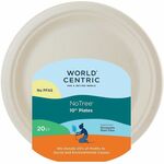 World Centric 10" Compostable Fiber Plates - Breakroom, Picnic, Party - 10" Diameter - Beige, Natural - Fiber Body - 20 / Pack WORPLRTSCU10