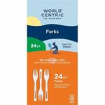 World Centric 6" TPLA Forks - Fork - Fork - Food - Dishwasher Safe - Talc-filled Polylactic Acid (TPLA) - Beige - 24 / Pack WORFOPSR