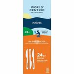 World Centric 6.7" TPLA Knives - Knife - Knife - Food - Dishwasher Safe - Talc-filled Polylactic Acid (TPLA) - Beige - 24 / Pack WORKNPSR