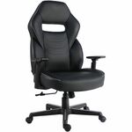 Lorell Adjustable-Arm Gaming Chair - Polyurethane, Foam - Black LLR04146