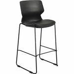 Lorell LORELL Dex Sled-Base Bistro Chair - Polyurethane Seat Material - Molded Plastic Back Material - Metal Frame Material - Sled Base - Black LLR62601