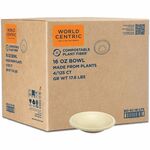 World Centric Compostable Fiber Bowl - Food, Soup, Ice Cream - Natural - Fiber Body - 125/Pack - 4 / Carton WORBOSC16LFP