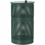 Furloo 13-Gallon Pet Waste Trash Can - Open Top - Hinged Lid - 13 gal Capacity - Round - For Commercial, Outdoor, Residential - Heavy Duty, Powder Coated, Wall Mountable, Weather Resistant, Rust Proof, Non-slip, Sturdy, Durable, UV Resistant, Corrosion Re GRIFLO1TG