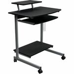 Techni Mobili Compact Computer Cart - 120 lb Load Capacity - 4 Casters - Medium Density Fiberboard (MDF), Polyvinyl Chloride (PVC), Laminate, Veneer, Engineered Wood - 28" Width x 20.75" Depth x 35.75" Height - Steel Frame - Graphite - 1 Each RTA2018GPH06