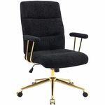 Techni Mobili Textured Boucle Office Chair - Black Seat Color - Plush, Foam Seat Material - Black Back Color - Foam, Plush Back Material - 5-star Base - Gold, Black - Nylon - Armrest - 1 Each RTA3270CBK