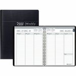 SKILCRAFT&reg; Weekly Planner - Julian Dates - Weekly - 12 Month - January 2027 to December 2027 - 1 Week Double Page Layout - Letter - 8 1/2" x 11" Sheet Size - Paper - Black Leatherette Cover - 1 Each NSN6828085