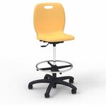 Lorell League Student Lab Stools - 14" Height - Material: Polypropylene - Finish: Squash - Swivel, Ergonomic, Comfortable, Pneumatic Adjustment, 360&deg; Swivel, Mobility, Dual Wheel Caster, Hooded Caster, Swivel Casters - For Student LLR83094YWPL