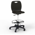 Lorell League Student Lab Stools - 14" Height - Material: Polypropylene - Finish: Black - Swivel, Ergonomic, Comfortable, Pneumatic Adjustment, 360&deg; Swivel, Mobility, Dual Wheel Caster, Hooded Caster, Swivel Casters - For Student LLR83094BKPL