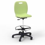 Lorell League Student Lab Stools - 14" Height - Material: Polypropylene - Finish: Green Apple - Swivel, Ergonomic, Comfortable, Pneumatic Adjustment, 360&deg; Swivel, Mobility, Dual Wheel Caster, Hooded Caster, Swivel Casters - For Student LLR83094GNPL