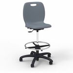 Lorell League Student Lab Stools - 14" Height - Material: Polypropylene - Finish: Graphite - Swivel, Ergonomic, Comfortable, Pneumatic Adjustment, 360&deg; Swivel, Mobility, Dual Wheel Caster, Hooded Caster, Swivel Casters - For Student LLR83094GYPL