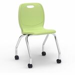 Lorell League Mobile Student Task Chairs - Four-legged Base - Green Apple - Polypropylene, Poly LLR99909GNPL