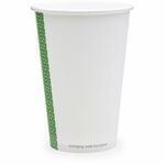 Vegware 89-Series Single-Wall Hot Cups - 16 fl oz - White, Green - Polylactic Acid (PLA), Paperboard - Hot Drink, Coffee, Tea, Soup - 1000 / Carton VEGLV16G