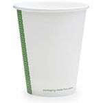 Vegware 89-Series Single-Wall Hot Cups - 8 fl oz - White, Green - Polylactic Acid (PLA), Paperboard - Hot Drink, Coffee, Tea, Soup - 1000 / Carton VEGLV8G