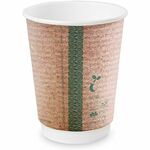 Vegware Double-Wall Hot Cups - 12 fl oz - Brown - Polylactic Acid (PLA) - Coffee, Tea, Hot Drink, Soup - 500 / Carton VEGVDWK12