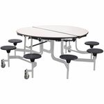 National Public Seating Mobile Stool Units - Round Table Top - Finish: Black - Gray Nebula Table Top - Washable, Handle, Lockable, Easy to Clean, Rolling Caster, Laminated NPSTR60SMPPGY10