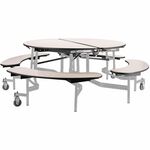 National Public Seating Mobile Fixed-Bench Units - Curved - Finish: Gray Nebula - Gray Nebula Table Top - Laminated, Washable, Handle, Mobility, Lockable, Easy to Clean, Rolling Caster, Fixed NPSTR60BMPPGYGY