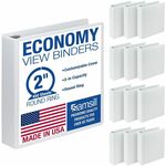 Samsill Light-Duty 3-Ring Binders - 2" Binder Capacity - Letter - 8 1/2" x 11" Sheet Size - 425 Sheet Capacity - 3 Ring - Fastener: Round Ring - Pocket: 2, Internal - Fiberboard - White - Recycled - Clear Overlay, Pocket, Lay Flat, PVC-free, Clear Front,  SAMMP128567