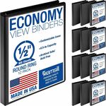 Samsill Light-Duty 3-Ring Binders - 1/2" Binder Capacity - Letter - 8 1/2" x 11" Sheet Size - 100 Sheet Capacity - 3 Ring - Fastener: Round Ring - Pocket: 2, Internal - Fiberboard - Black - Recycled - Clear Overlay, Pocket, Lay Flat, PVC-free, Clear Front SAMMP128510