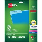 Avery&reg; Clear Top Tab Filing Labels - 2/3" Width x 3 7/16" Length - Permanent Adhesive - Rectangle - Inkjet, Laser - Glossy - Clear - Film - 30 / Sheet - 15 Total Sheets - 450 Total Label(s) - 450 / Pack AVE5029