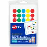 Avery&reg; Color Coded Label - 3/4" Diameter - Removable Adhesive - Round - Green, Light Blue, Red, Yellow - Film - 35 / Sheet - 29 Total Sheets - 1015 Total Label(s) - 1000 / Pack AVE05473
