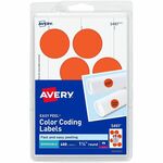 Avery&reg; 1-1/4" Color-Coding Labels - 1 1/4" Diameter - Removable Adhesive - Round - Laser - Red - 12 / Sheet - 400 / Pack AVE05497
