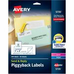 Avery&reg; Send & Reply Piggyback Labels - 1" Width x 3" Length - Permanent Adhesive - Rectangle - Inkjet, Laser - Matte - White - Paper - 12 / Sheet - 20 Total Sheets - 240 Total Label(s) - 240 / Pack AVE5735