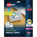 Avery&reg; Print-to-the-Edge Shipping Labels - 1 1/4" Width x 2 3/8" Length - Permanent Adhesive - Rectangle - Laser, Inkjet - Matte - White - Paper - 18 / Sheet - 25 Total Sheets - 450 Total Label(s) - 450 / Pack AVE6871